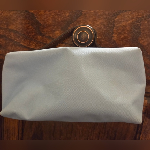 EUC Longchamp Sky Blue Tote with Brown Leather and Gold Details - Picture 2 of 7